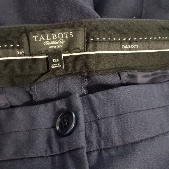 Talbots Petite Blue Dress Pants Size 12P Wide Leg Career Trousers Excellent - Picture 5 of 5